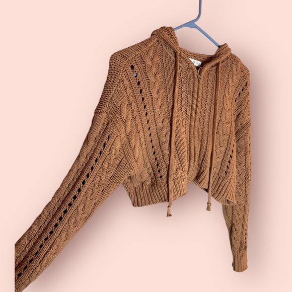 Aeropostale Girls Hooded Cropped Knit Sweater - Picture 4 of 8